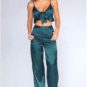 Priceless- Striped Jade Green PJ Set